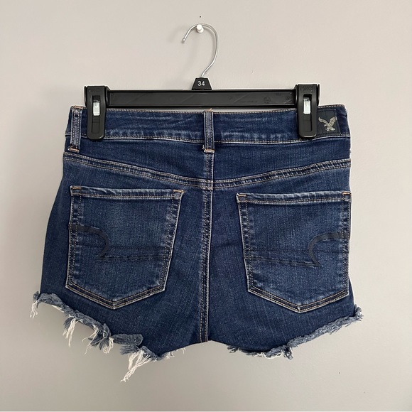 Distressed Dark Wash American Eagle Jean Shorts - Picture 4 of 5